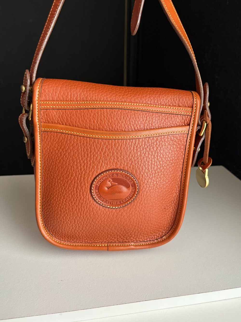 Dooney & Bourke awl British Tan Leather mini Outback Square Crossbody Bag - Picture 2 of 16